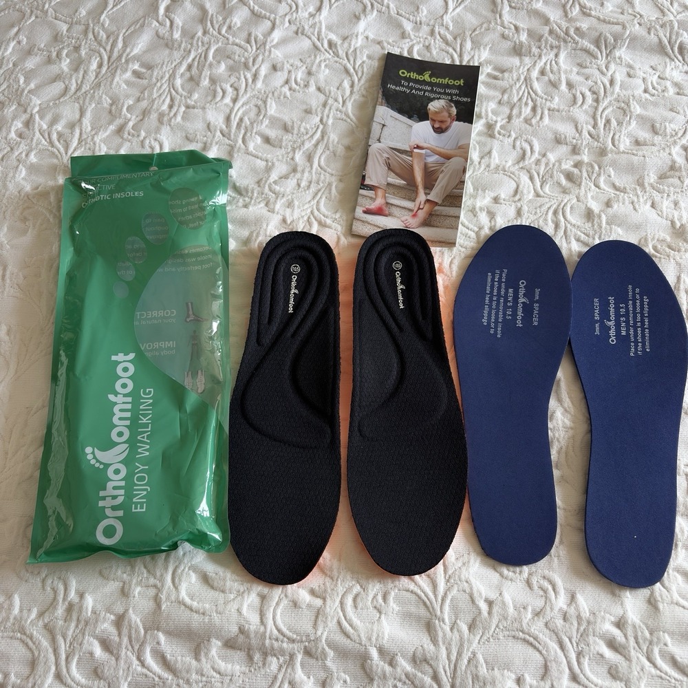 OrthoComfoot Orthotic Insoles Men's 10.5 Arch Support Inserts w 3mm Spacers